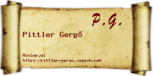 Pittler Gergő névjegykártya